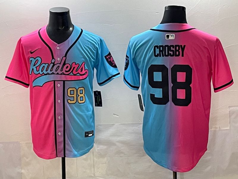 Men 2025 Oakland Raiders #98 Crosby Blue pink Nike Limited NFL Jersey style 004->oakland raiders->NFL Jersey